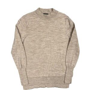 Badgley Mischka Extra Fine Merino Wool Knit Sweater Beige Small